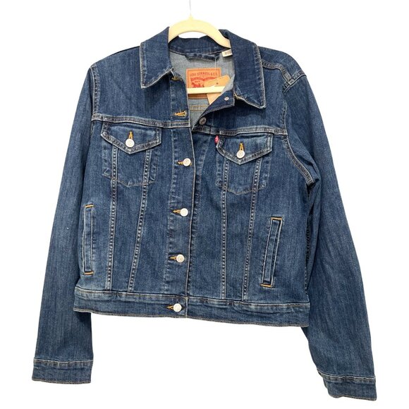 Levis Womens Blue Denim Trucker Jacket Size Large NWT - Picture 2 of 5